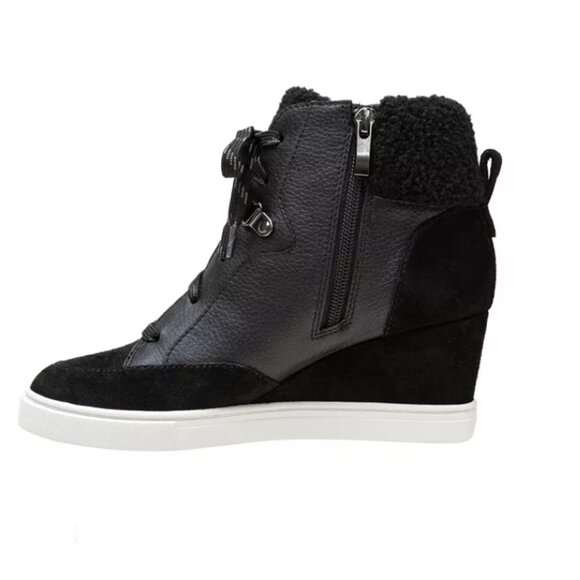 NEW Linea Paolo ARDEN Faux Shearling Trimmed Wedge Sneakers. Booties. Size 7. - Picture 5 of 13